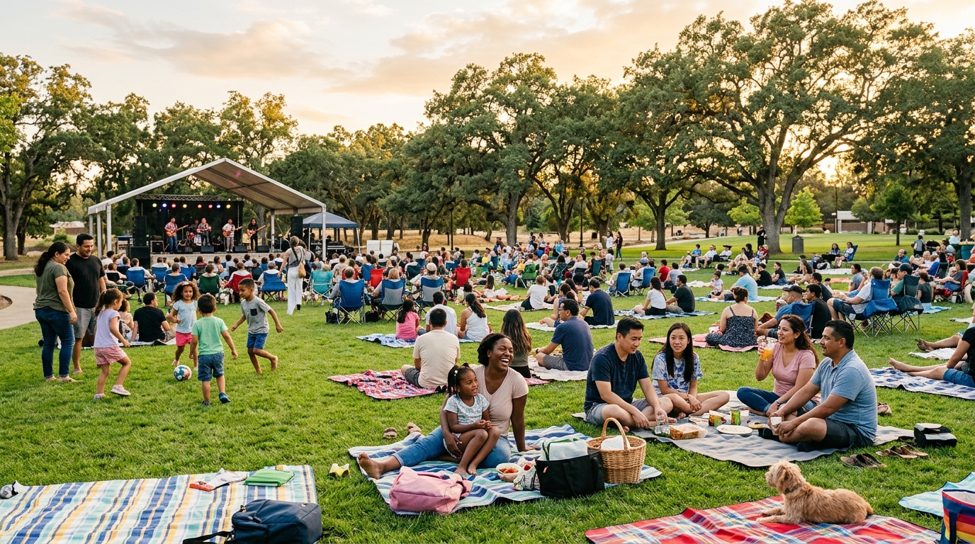 Families enjoying a free summer event in Elk Grove