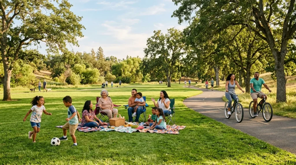 Families enjoying a peaceful afternoon in an Elk Grove park