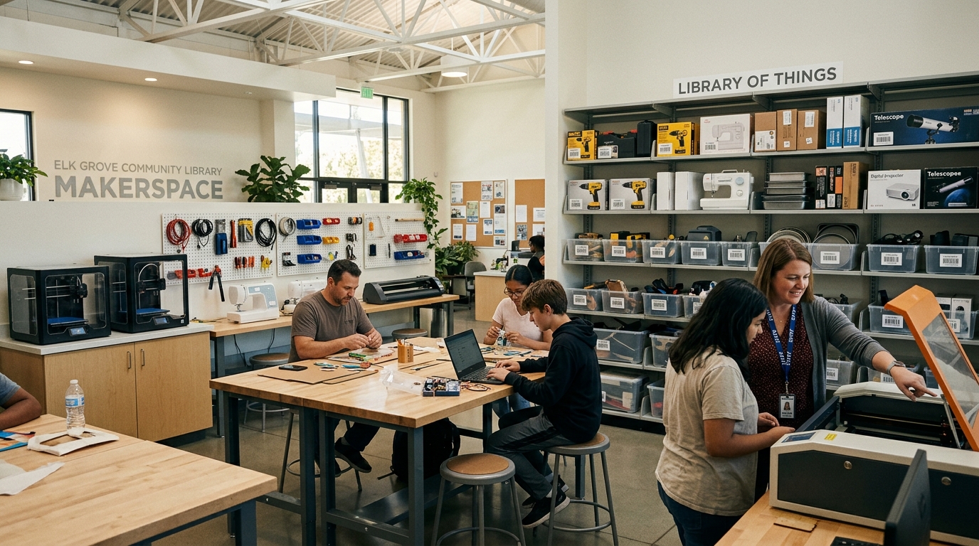 Makerspace and Library of Things resources at the new Elk Grove Library